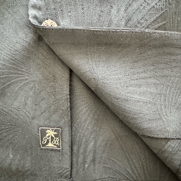 TOMMY BAHAMA BLACK EMBROIDERED SILK CAMP SHIRT, XL - Picture 3 of 5